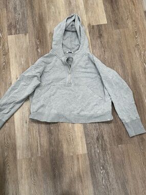 JoyLab Light Gray Half-Zip Hooded Cropped Sweatshirt